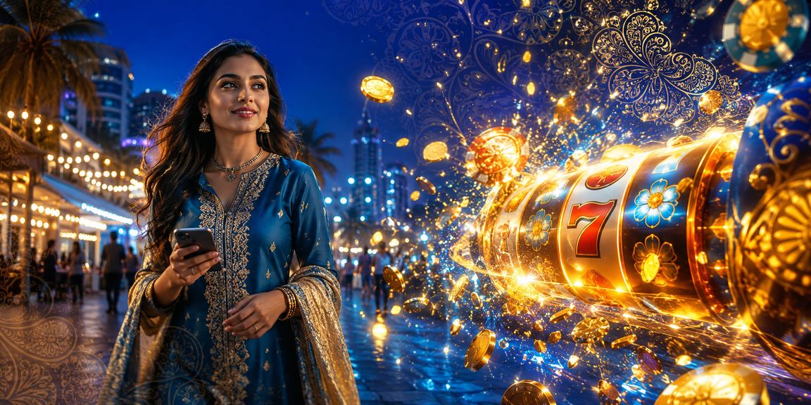 ঢাকার নাইট মার্কেটের পরিবেশে স্লট গেম উপভোগ করছেন একজন তরুণ ব্যবহারকারী